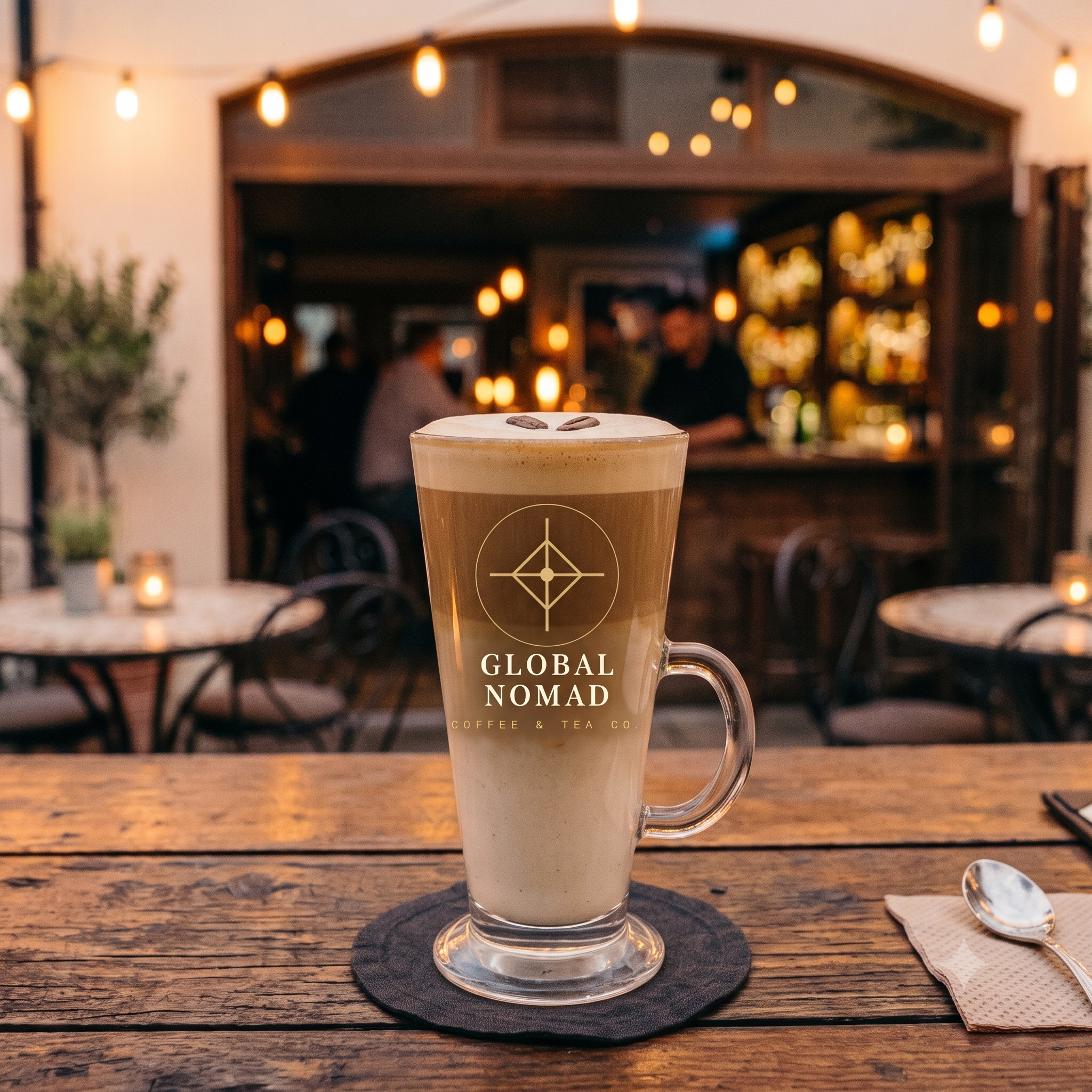 Iced vanilla latte at a cafe